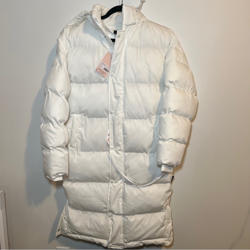 Missguided White Longline Padded Puffer Jacket Size 6